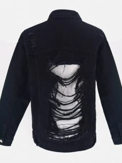 Black Tower Apparel Destroyed Back Denim Jacket