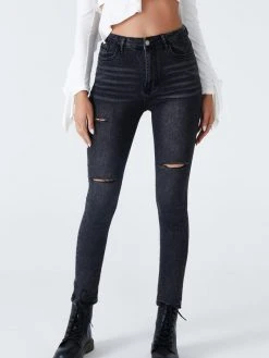 Black Tower Apparel Ankle Cut Skinny Black Jeans