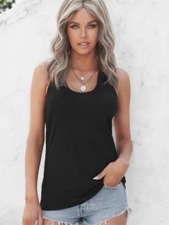 Black Tower Apparel Scoop Neck Basic Tank Top