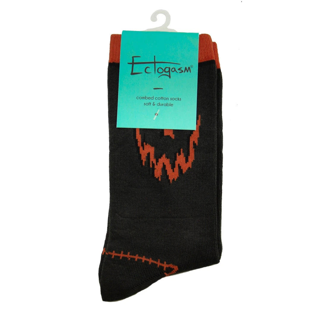 Ectogasm Gray And Orange Jack-O-Lantern Pumpkin Socks For Halloween 4 Ectogasm Gray And Orange Jack-O-Lantern Pumpkin Socks For Halloween