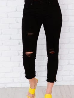 Black Tower Apparel Kancan Stepping Stone Full Size Run Double Fray Skinny Jeans