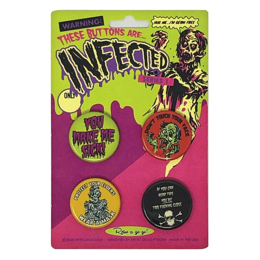 Retro-a-go-go! Infected Button Set #1 1 Retro-a-go-go! Infected Button Set #1