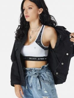 Black Tower Apparel Destroyed Back Denim Jacket