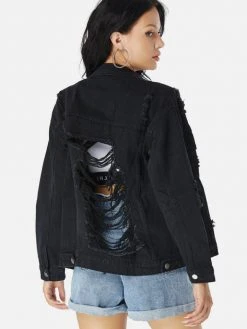 Black Tower Apparel Destroyed Back Denim Jacket