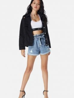 Black Tower Apparel Destroyed Back Denim Jacket