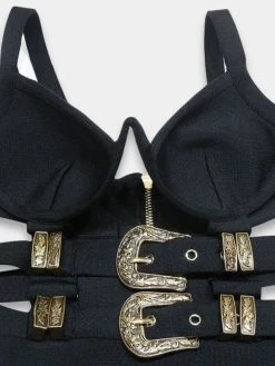 Black Tower Apparel Buckle Detail Cutout Mini Bodycon Dress 12 Black Tower Apparel Buckle Detail Cutout Mini Bodycon Dress