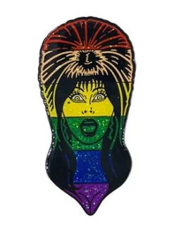 Kreepsville666 Elvira Rainbow Glitter Face Enamel Pin