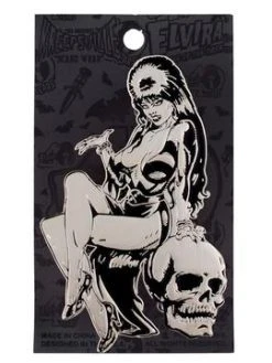 Kreepsville666 Elvira Silver Comic Skull Enamel Pin
