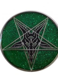 Kreepsville666 Glitter Goat Baphomet Enamel Pin Badge Green