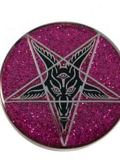Kreepsville666 Glitter Goat Baphomet Enamel Pin Badge Pink KREEPSVILLE 666