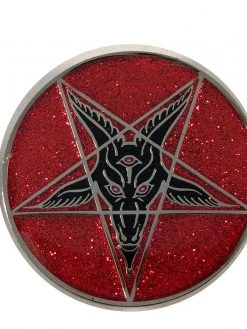 Kreepsville666 Glitter Goat Baphomet Enamel Pin Badge Red