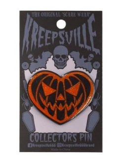 Kreepsville666 Pumpkin Heart Glitter Enamel Pin