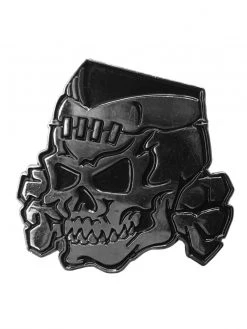 Kreepsville666 Psycho Stitched Skull Chrome Enamel Pin KREEPSVILLE 666