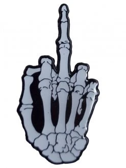 Kreepsville666 Skeleton Middle Finger Glow Enamel Pin Badge KREEPSVILLE 666