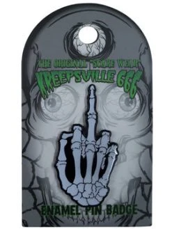 Kreepsville666 Skeleton Middle Finger Glow Enamel Pin Badge KREEPSVILLE 666