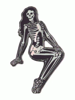 Kreepsville666 Skeleton Pin-Up Girl Sitting Enamel Pin KREEPSVILLE 666