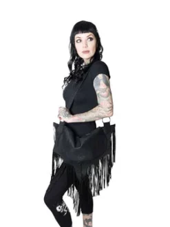 Kreepsville666 Bat Wing Fringe Shoulder Bag