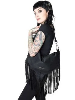 Kreepsville666 Bat Wing Fringe Shoulder Bag