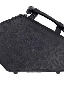 Kreepsville666 Embossed Skull Coffin Purse Bag