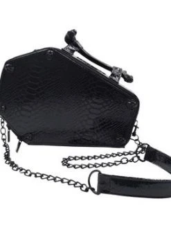 Kreepsville666 Skull Stud Croc Coffin Purse Bag