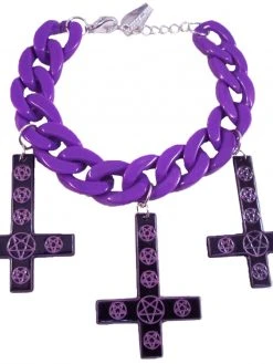 Kreepsville666 KREEPSVILLE 666 Inverted Cross Pentagram Bracelet Purple