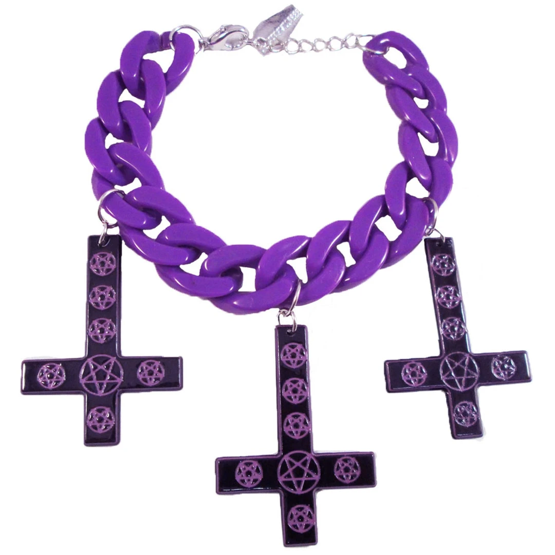 Kreepsville666 KREEPSVILLE 666 Inverted Cross Pentagram Bracelet Purple 1 Kreepsville666 KREEPSVILLE 666 Inverted Cross Pentagram Bracelet Purple
