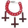 Kreepsville666 KREEPSVILLE 666 Inverted Cross Pentagram Bracelet Red