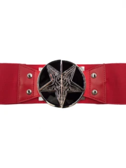 Kreepsville666 Elastic Waist Belt Goat Head Red KREEPSVILLE 666