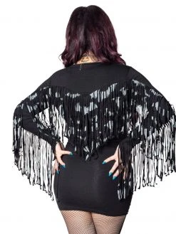 Kreepsville666 Fringe Bat Attack Black Bodycon Dress