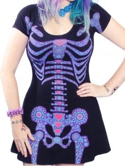 Kreepsville666 Kreepsville 666 Day Of The Dead Skeleton Flare Dress