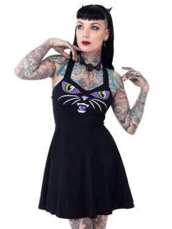 Kreepsville666 Black Cat Kattitude Pinafore Dress