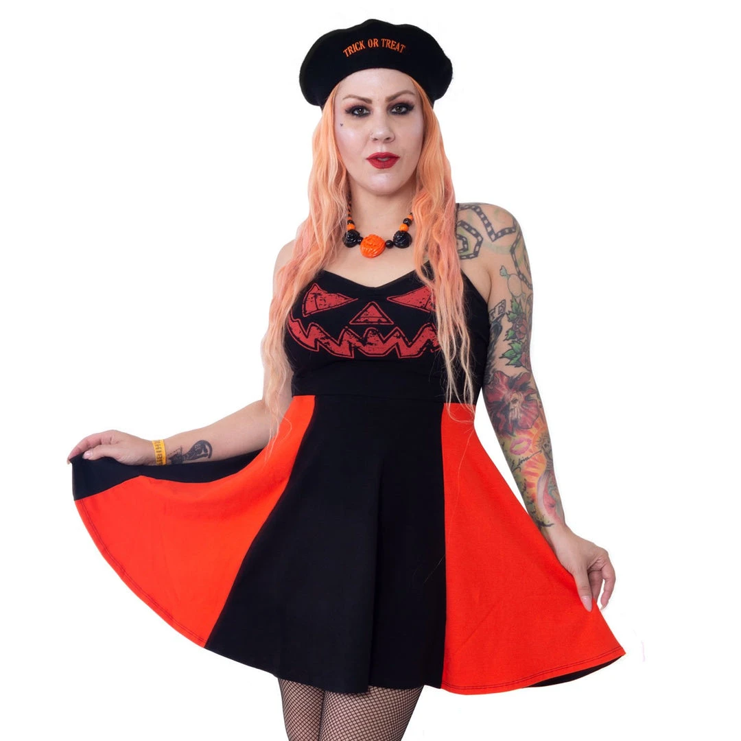 Kreepsville666 Jack O Latern Pumpkin Pinafore Dress KREEPSVILLE 666 1 Kreepsville666 Jack O Latern Pumpkin Pinafore Dress KREEPSVILLE 666