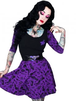 Kreepsville666 KREEPSVILLE 666 Elvira Comic Icons Purple Skater Dress