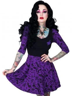Kreepsville666 KREEPSVILLE 666 Elvira Comic Icons Purple Skater Dress