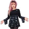Kreepsville666 Spookshow Bell Sleeve Babydoll Top Blk/Grey