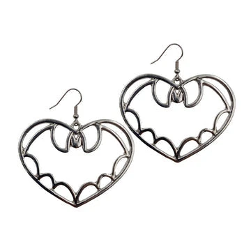 Kreepsville666 Bat Outline Heart Earring 1 Kreepsville666 Bat Outline Heart Earring