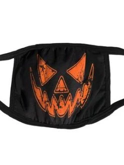 Kreepsville666 Black Distressed Pumpkin Face Mask
