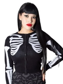 Kreepsville666 KREEPSVILLE 666 Skeleton Ribcage Bones Cardigan