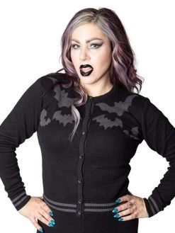 Kreepsville666 Bat Flock Grey Cardigan KREEPSVILLE 666