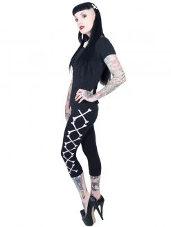 Kreepsville666 Crossbones Capri Leggings