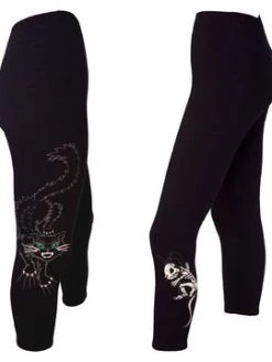 Kreepsville666 Black Cat N Mouse Capri Leggings
