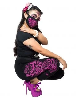 Kreepsville666 Dia De Los Muertos Pink Capri Leggings