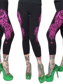 Kreepsville666 Dia De Los Muertos Pink Capri Leggings