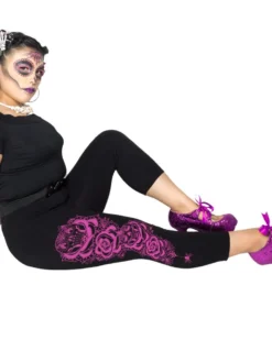 Kreepsville666 Dia De Los Muertos Pink Capri Leggings 5 Kreepsville666 Dia De Los Muertos Pink Capri Leggings