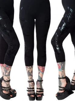 Kreepsville666 Goathead Black Foil Capri Leggings