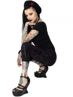 Kreepsville666 Goathead Black Foil Capri Leggings