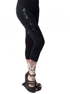 Kreepsville666 Goathead Black Foil Capri Leggings