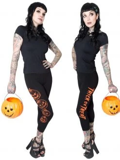 Kreepsville666 Trick Or Treat Pumpkin Capri Leggings