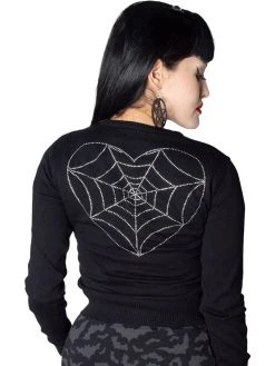 Kreepsville666 Spiderweb Heart Diamond Cardigan