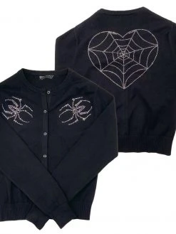 Kreepsville666 Spiderweb Heart Diamond Cardigan